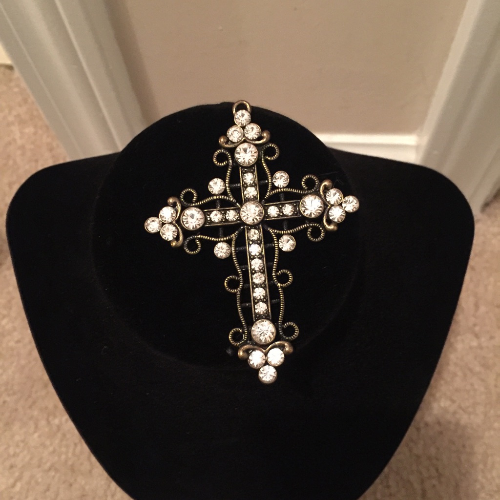 Forever 21 Large Rhinestone Cross Pendant 15$